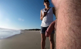 Nude Amateur Guy Exposes His Thick Meat Pole On The Beach