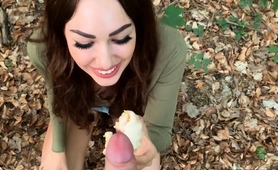 Mesmerizing Brunette Feeds Her Hunger For Cum In The Woods