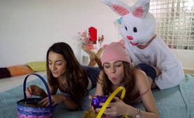 lucky-bunny-has-two-beautiful-teens-sharing-his-meat-stick