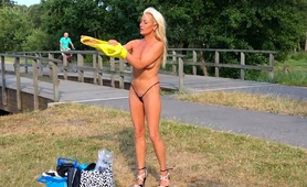 Hot European Milf With Big Boobs Changes Clothes In Public