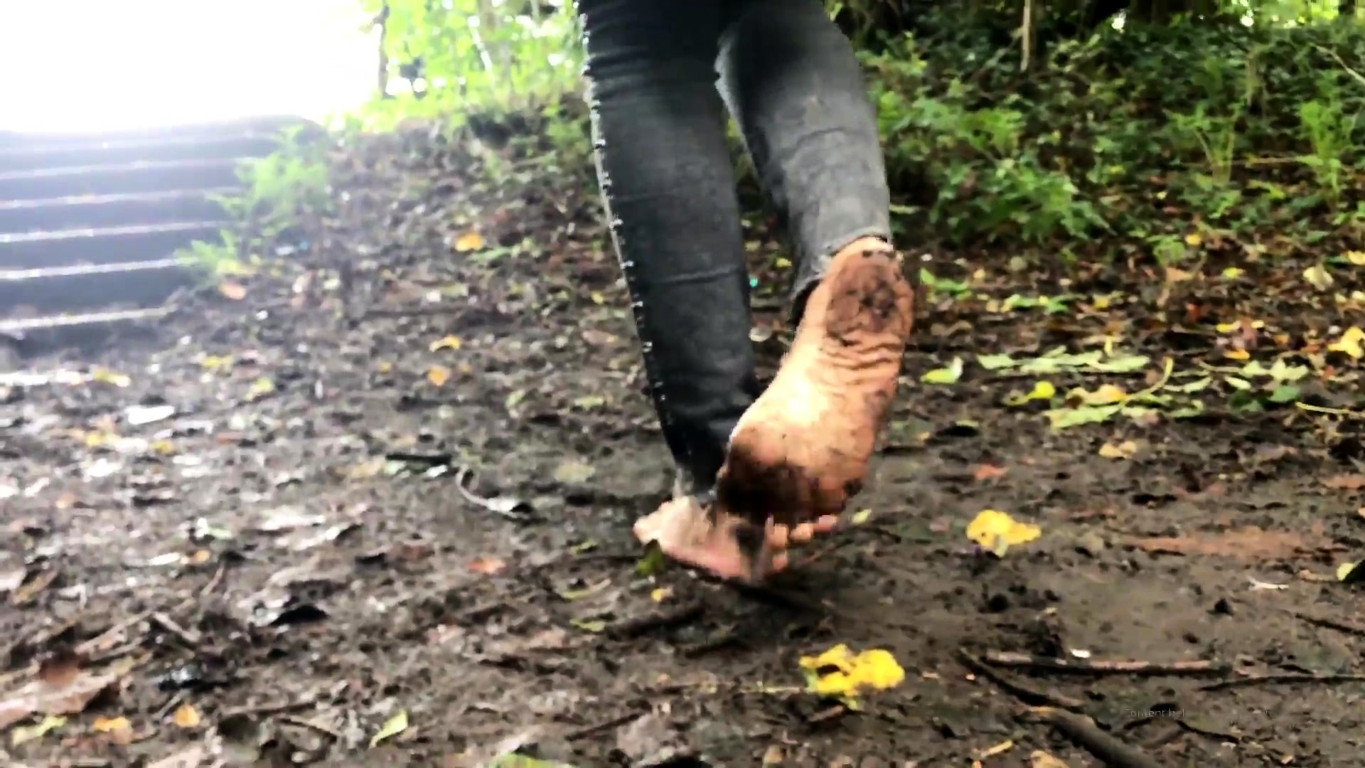 Wild Foot Fetishist Enjoys Walking Barefoot In The Mud Video at Porn Lib