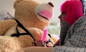 Pink Haired Teen In Lingerie Has Fun With Her Favorite Toy